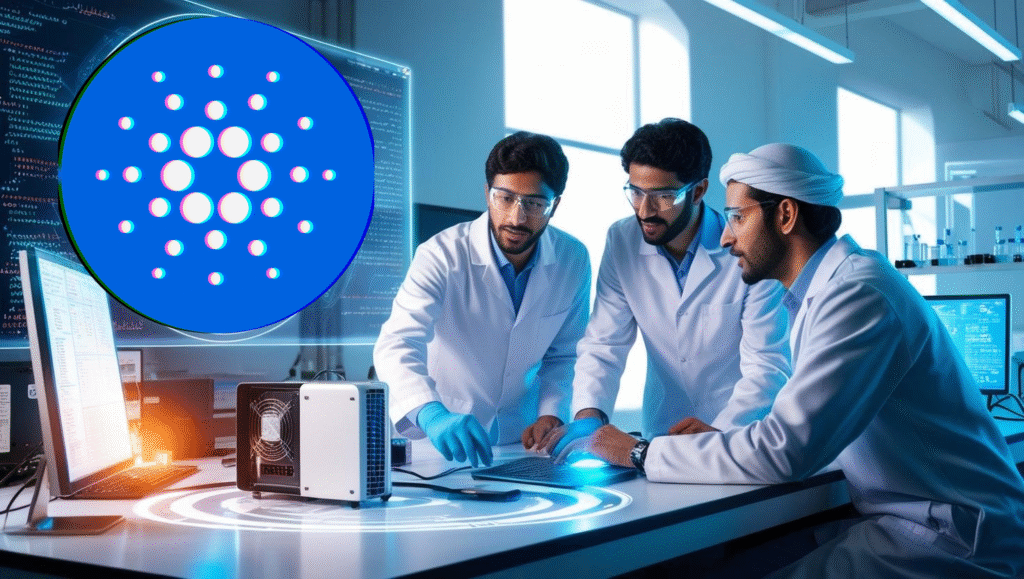 pesquisadores acadêmicos avaliando o desempenho da criptomoeda cardano.
